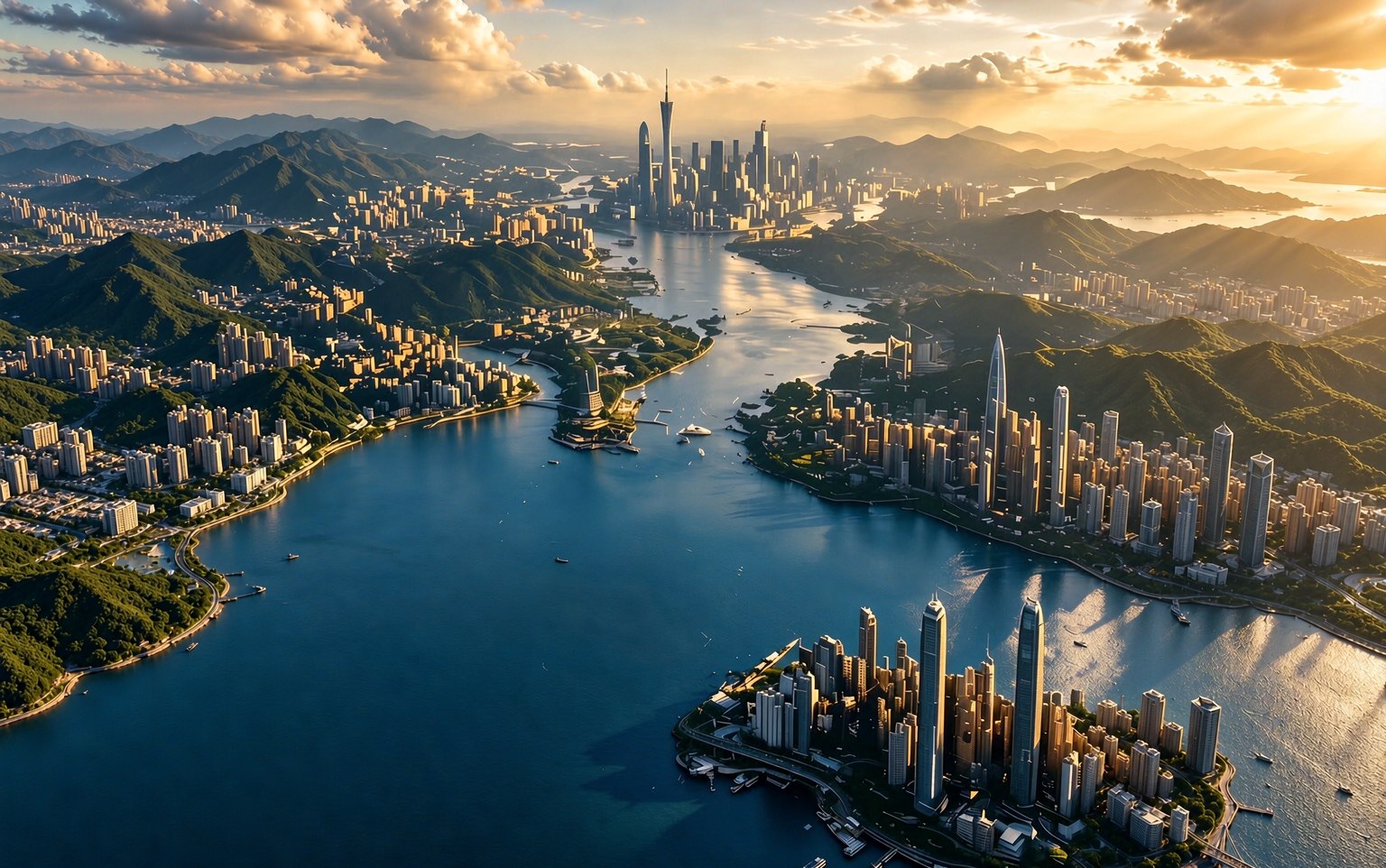 Aerial illustration of the Greater Bay Area